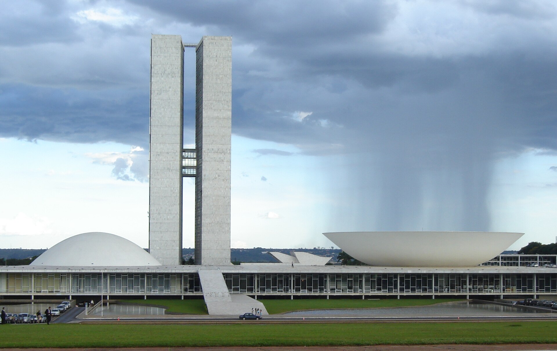 O Congresso Nacional em Brasília, com as duas cúpulas e as torres gêmeas